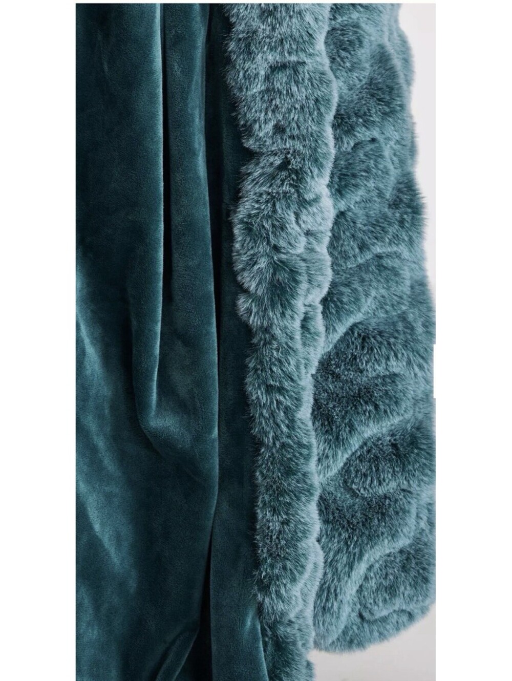 NWT Anthropologie Faux Fur Throw Blanket 60" X 70" Teal New